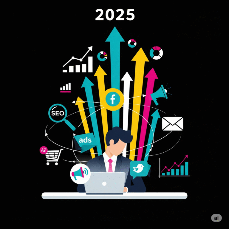 Small business digital marketing strategies 2025 illustration