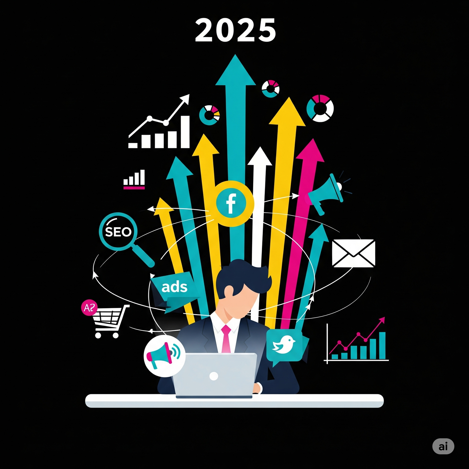 Small business digital marketing strategies 2025 illustration