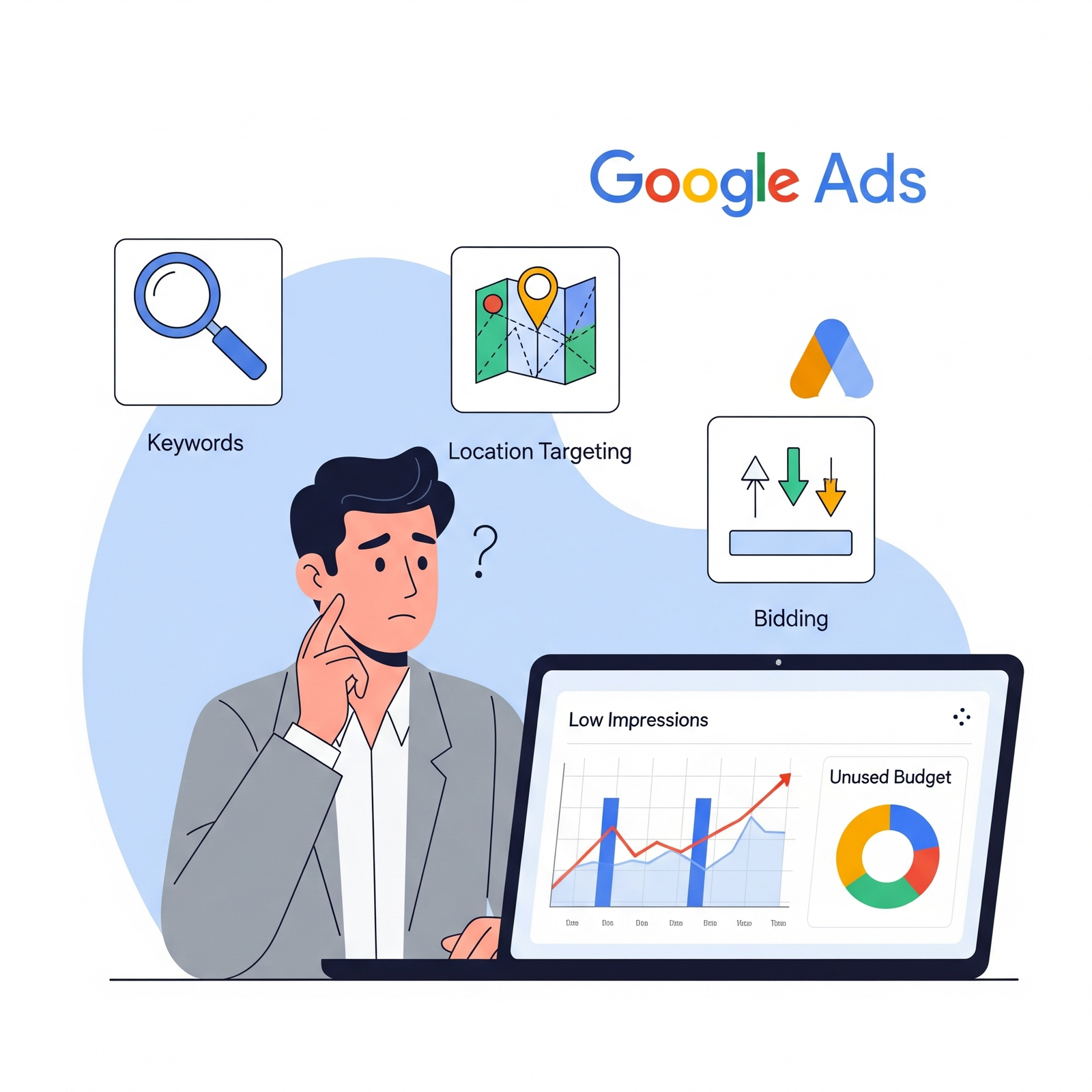 Why Google Ads campaign is not spending budget – reasons and fixes