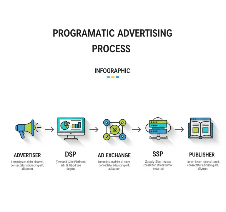 What is Programmatic Advertising. Flowchart of programmatic advertising process