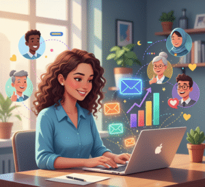 tips How to Use Email Marketing. Digital marketer analyzing email marketing strategy with analytics charts