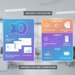 Infographic comparing Outlook CRM with Salesforce, HubSpot, and Zoho.