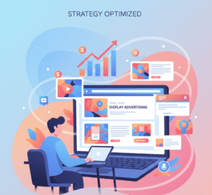 CRM data flowing into programmatic advertising platform with AI and analytics.