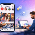 How to advertise on Instagram in 2026 showing Instagram ads, Meta Ads Manager dashboard, and digital marketing growth strategy for beginners